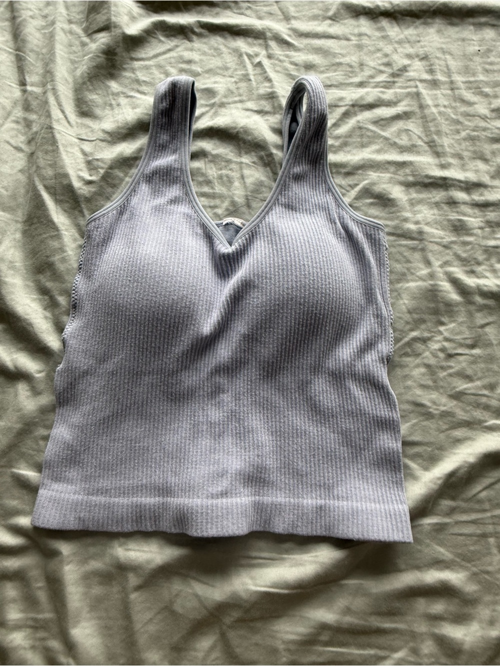 Dry Goods Light Gray Ribbed V-Neck Tank Top